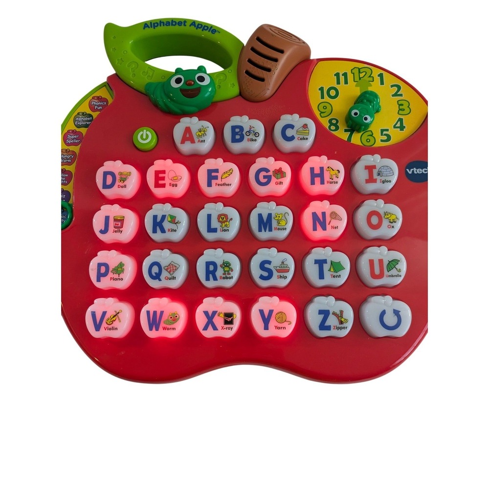 VTech Alphabet Apple Red Interactive Learning Toy Letters Phonics Clock 1390 - Picture 5 of 11
